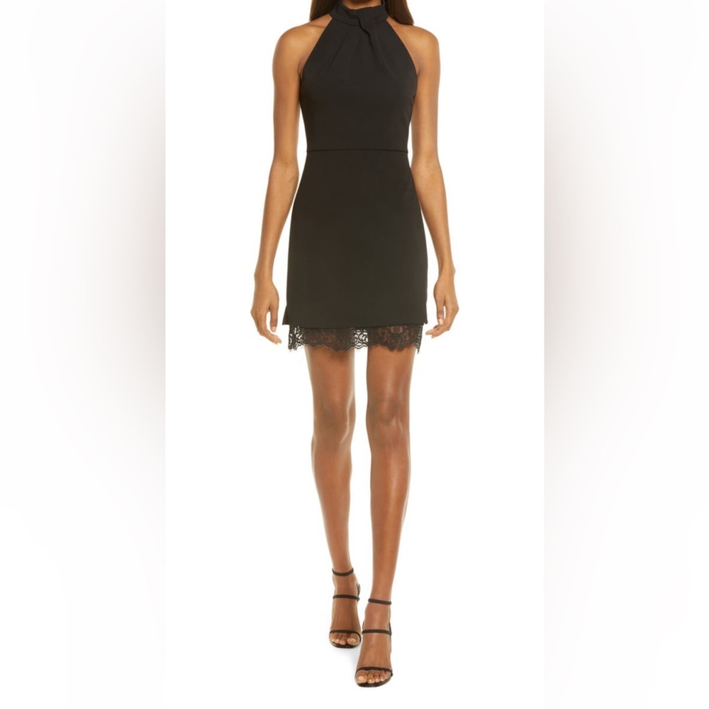 Lulu’s lace trim mock neck cocktail dress - size large